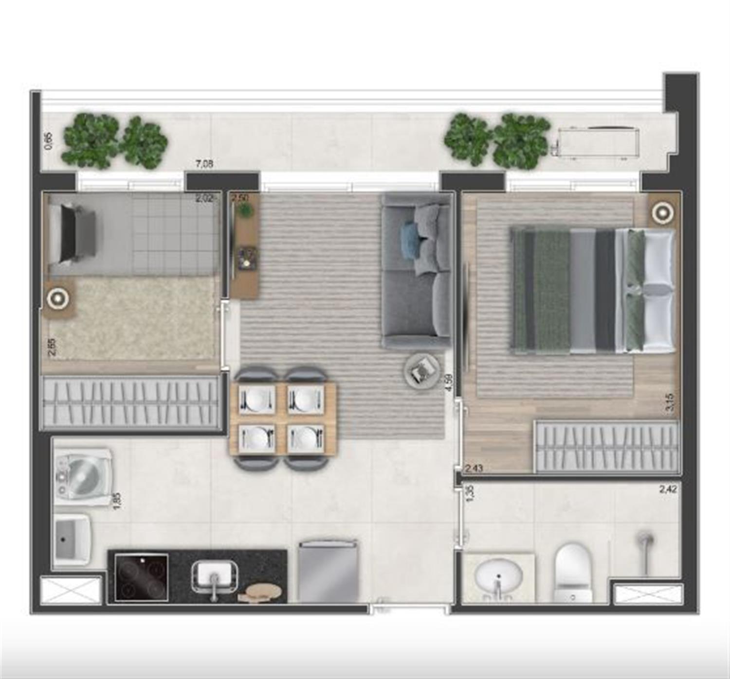Apartamento, 2 quartos, 40 m² - Foto 3
