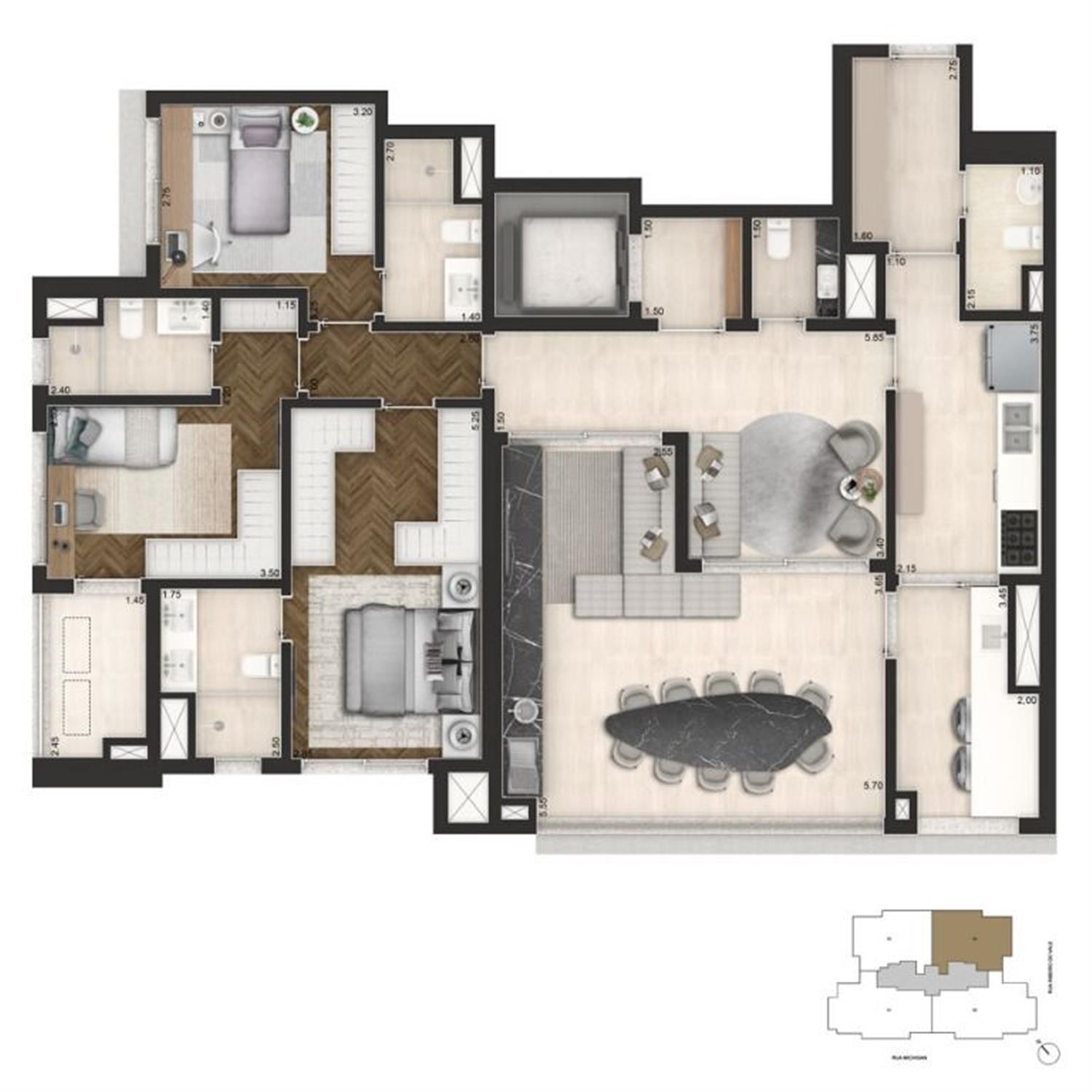 Apartamento, 3 quartos, 178 m² - Foto 1