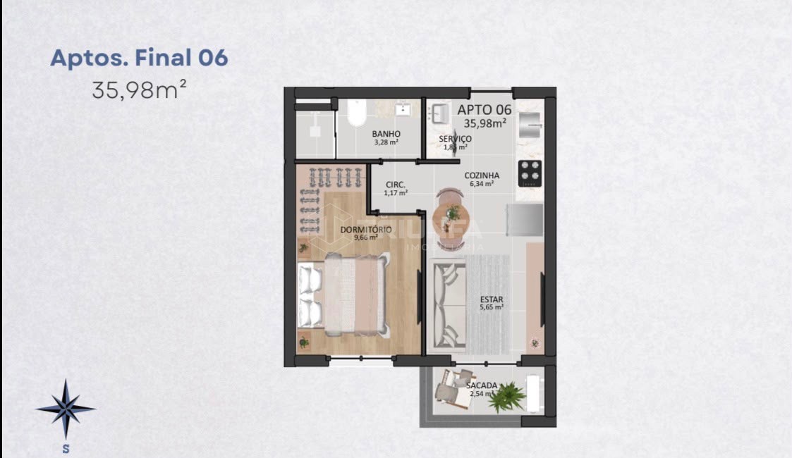 Apartamento, 1 quarto, à venda, 36 m², Volta Grande - Farroupilha — foto 3